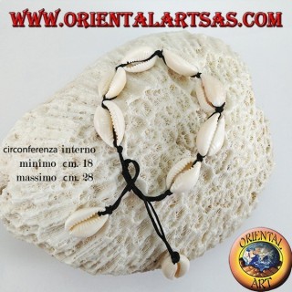 Cavigliera e bracciale doppio uso di conchiglie ciprea  cauri, regolabile