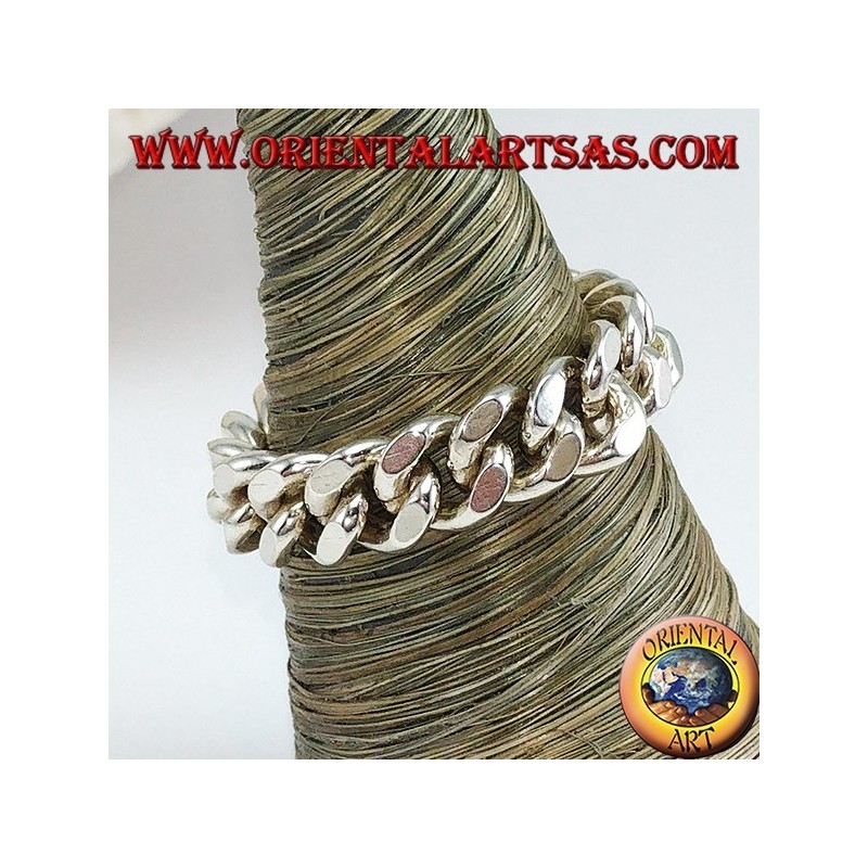 Ring aus 925 Sterling Silber mit einer beweglichen und flexiblen Kettenstruktur.