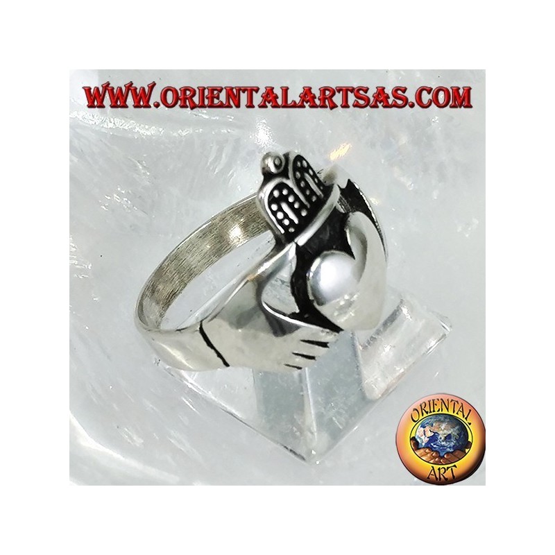Anello in argento Claddagh simbolo celtico di Amore Lealtà ed Amicizia (grande )