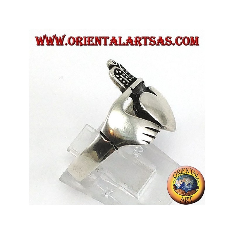 Anillo de plata Claddagh Símbolo celta de Amor Lealtad y Amistad (grande)