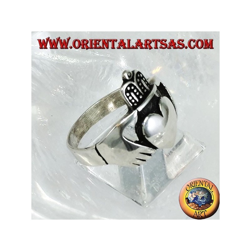 Anello in argento Claddagh simbolo celtico di Amore Lealtà ed Amicizia (grande )