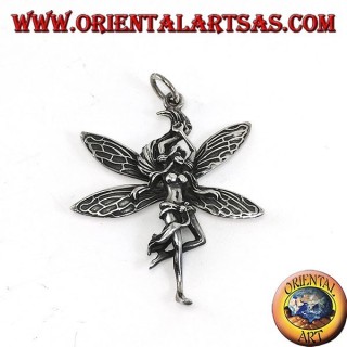 Pendentif fée argent (belle jeune femme)