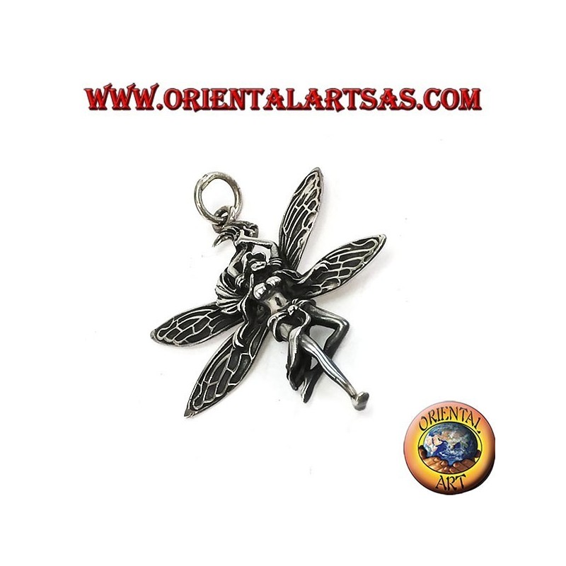 Pendentif fée argent (belle jeune femme)