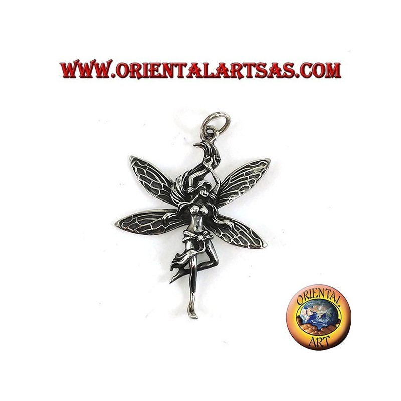 Pendentif fée argent (belle jeune femme)