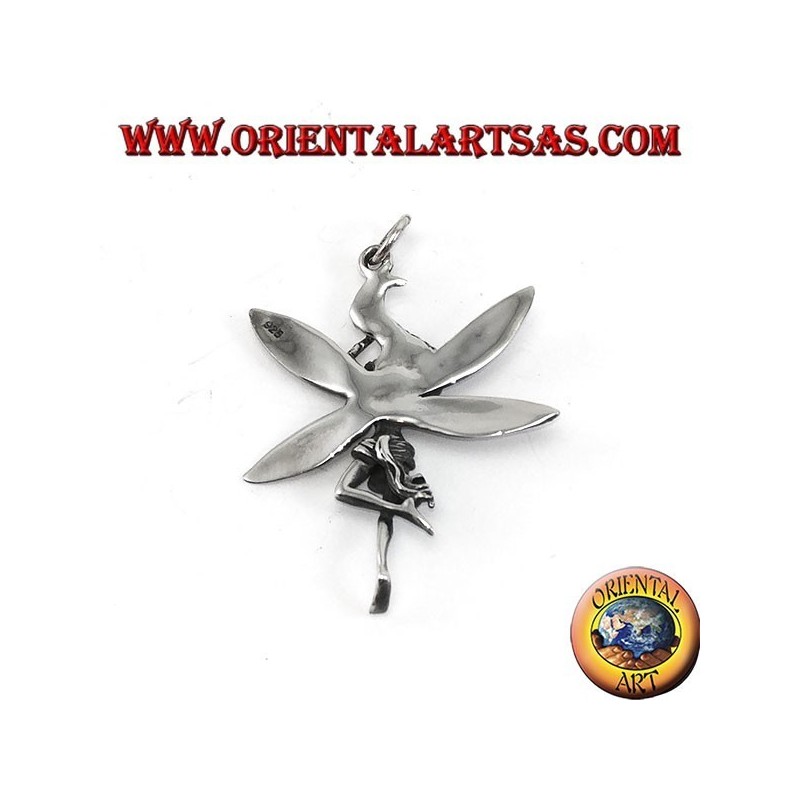 Pendentif fée argent (belle jeune femme)