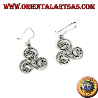 Orecchini in argento triskell celtico con teste di drago