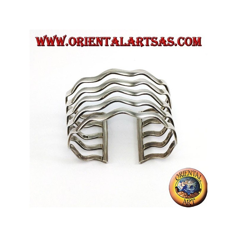 Starres Silberarmband mit fünf Wellenbändern