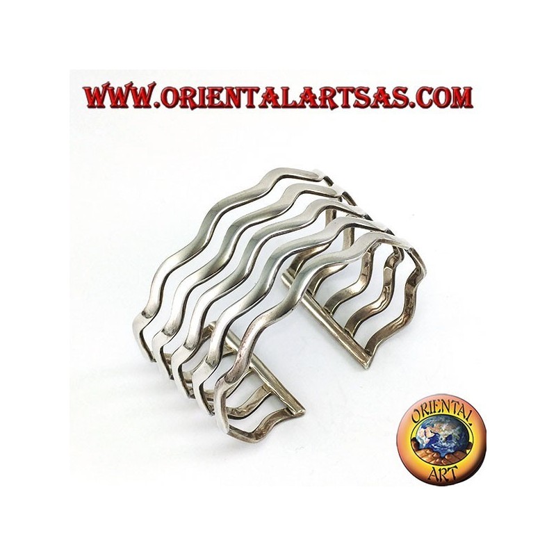 Starres Silberarmband mit fünf Wellenbändern