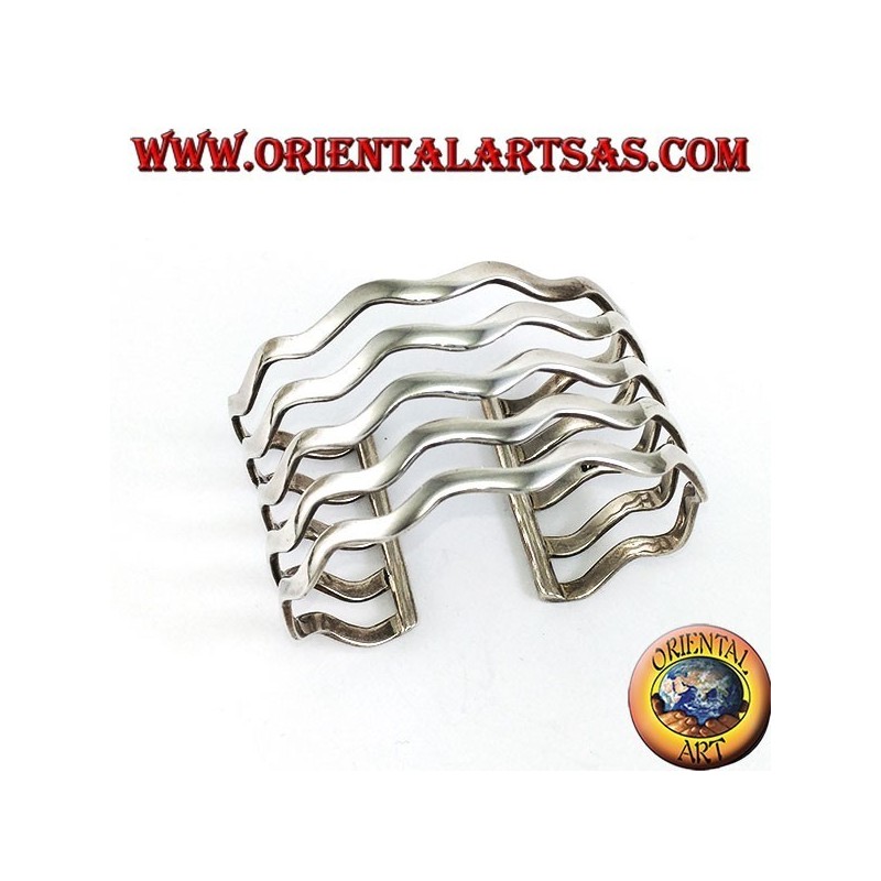 Starres Silberarmband mit fünf Wellenbändern