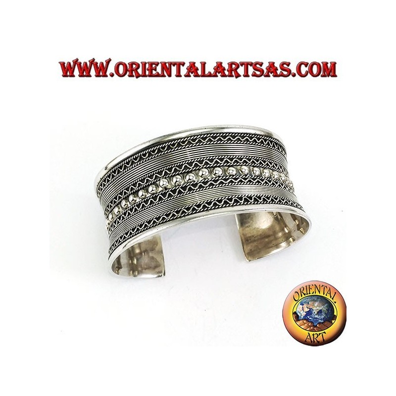 Pulsera esclava de plata, creación balinesa hecha a mano