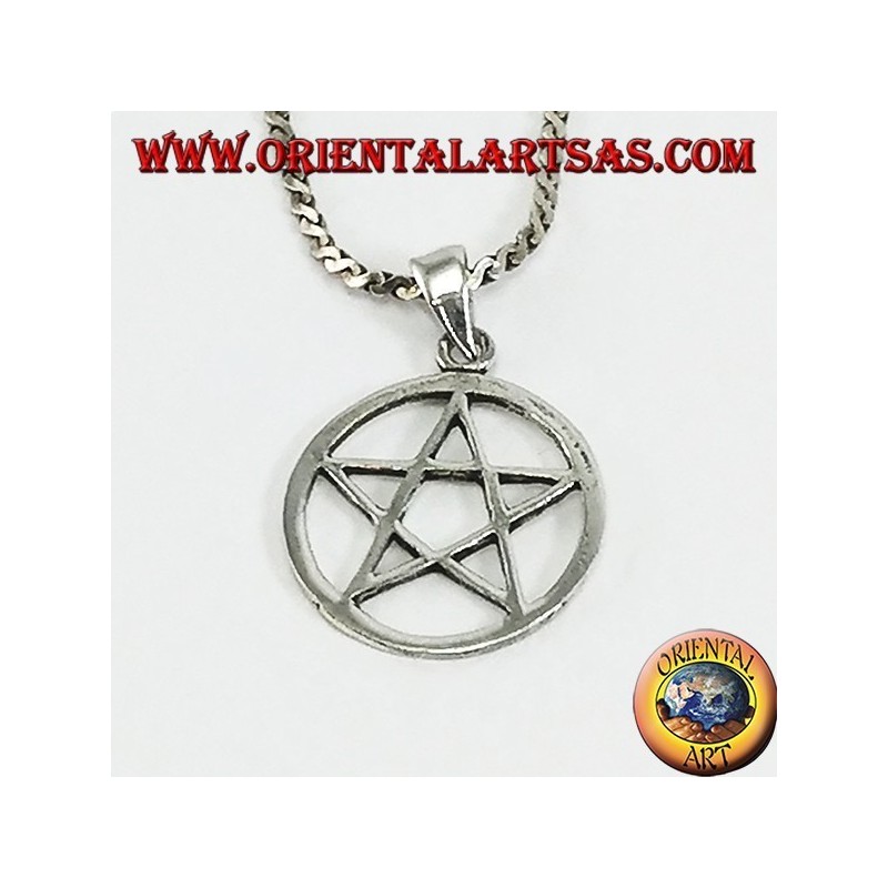 Pendentif en argent avec étoile pentacle dans le cercle, petit