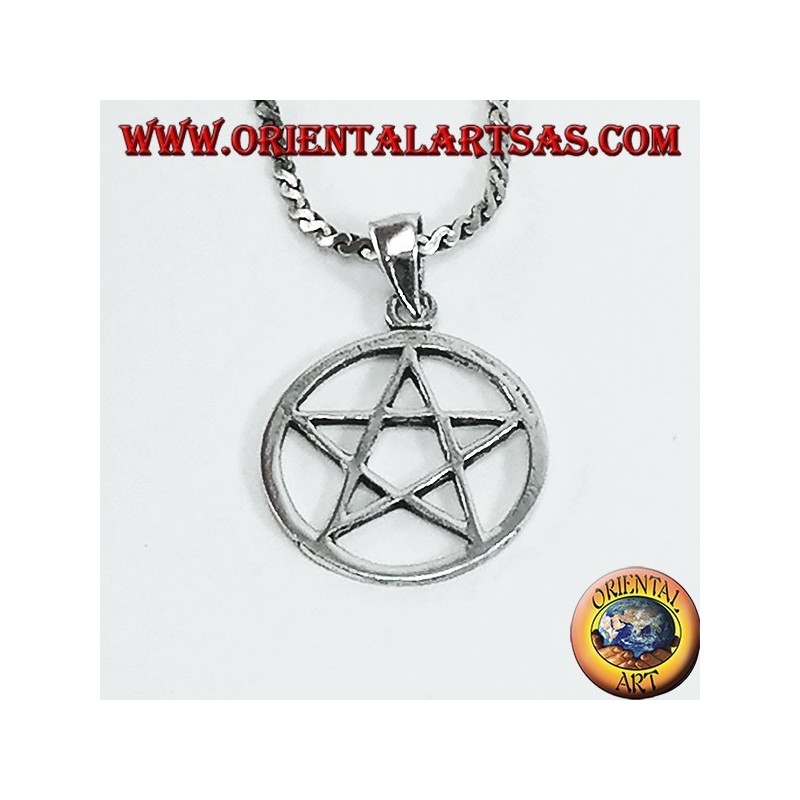 Pendentif en argent avec étoile pentacle dans le cercle, petit