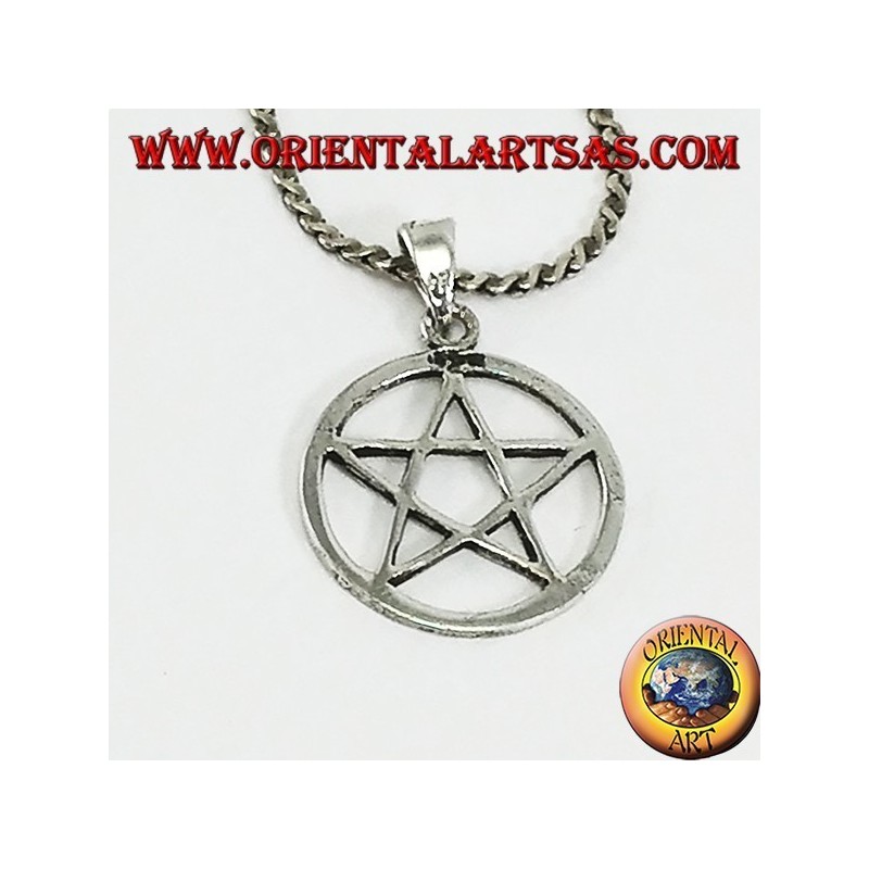 Silberner Anhänger mit Pentagelstern im Kreis, klein