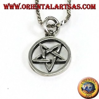 Pendant in reversed pentacle silver with tip down