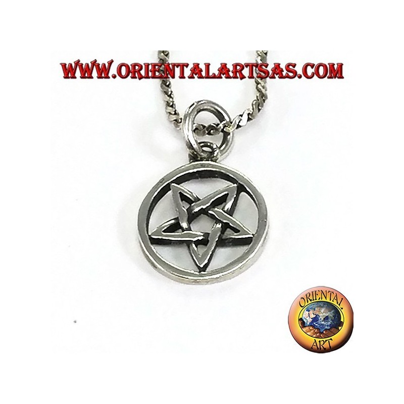 Pendant in reversed pentacle silver with tip down