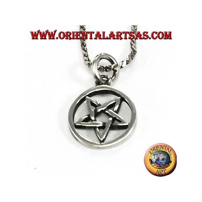 Pendentif en argent pentacle inversé avec pointe vers le bas
