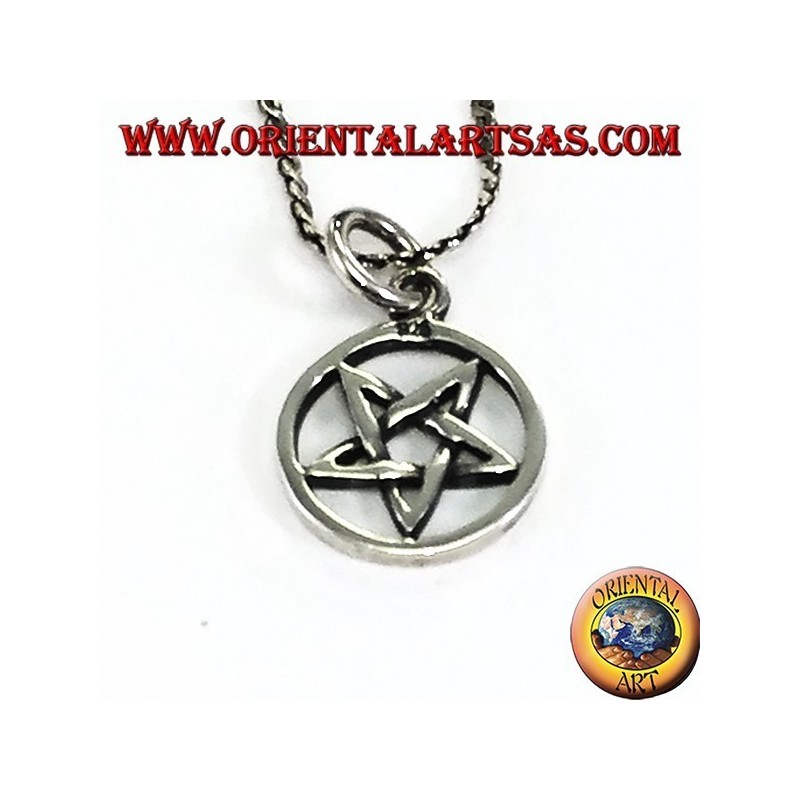 Anhänger in umgekehrter Pentacle Silber mit Spitze nach unten
