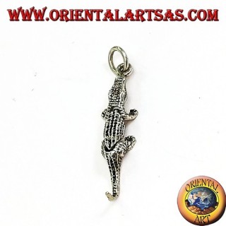 Pendentif en argent crocodile mobile (se déplace en trois pièces)