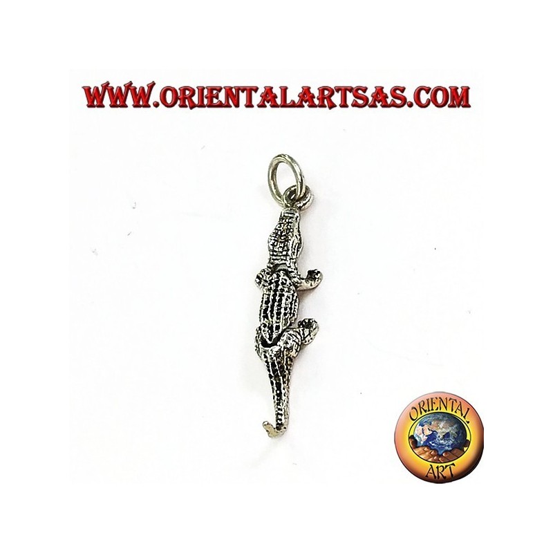 Pendentif en argent crocodile mobile (se déplace en trois pièces)