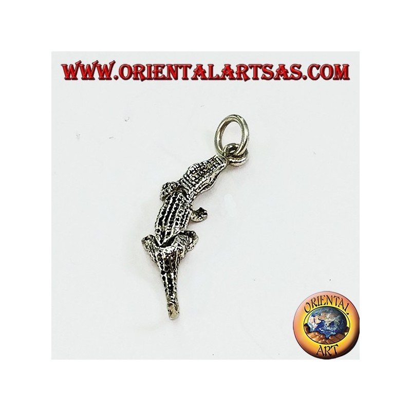 Pendentif en argent crocodile mobile (se déplace en trois pièces)