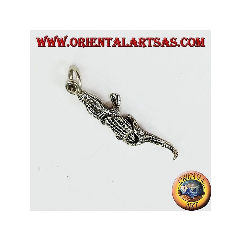 Pendentif en argent crocodile mobile (se déplace en trois pièces)