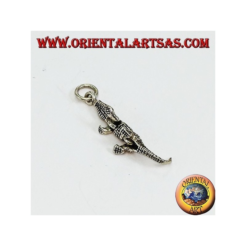 Pendant in silver mobile crocodile (moves in three pieces)
