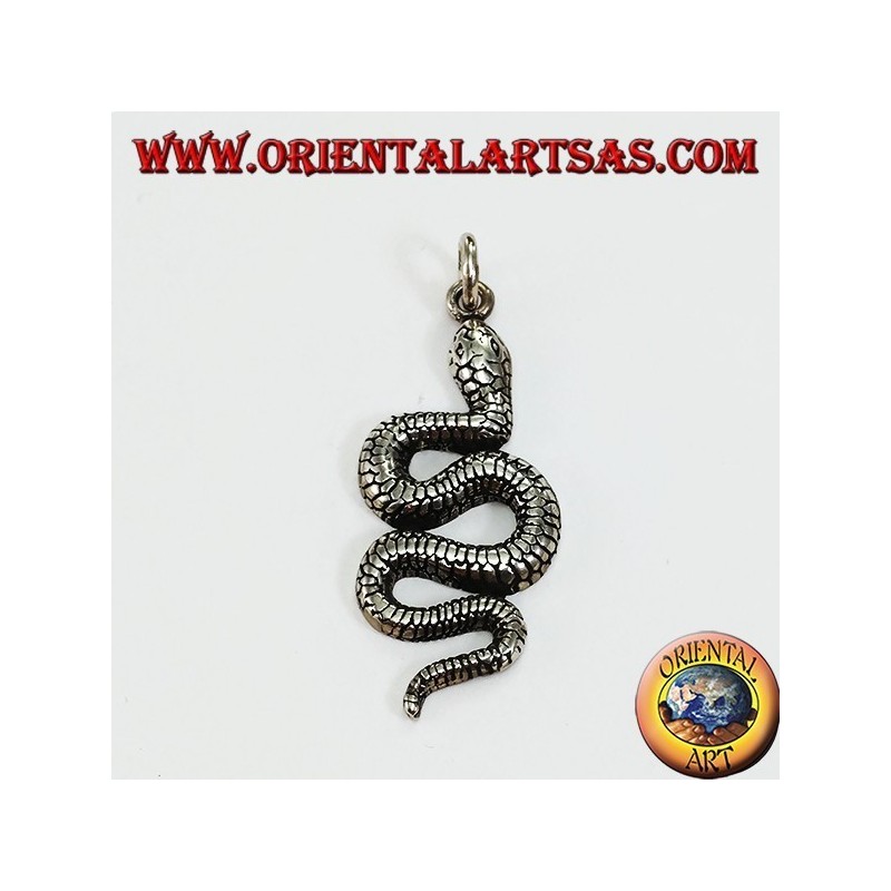 Python-shaped silver snake pendant