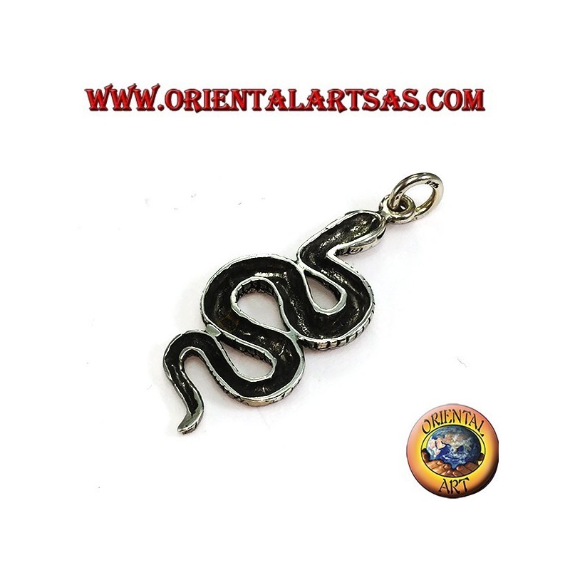 Python-shaped silver snake pendant