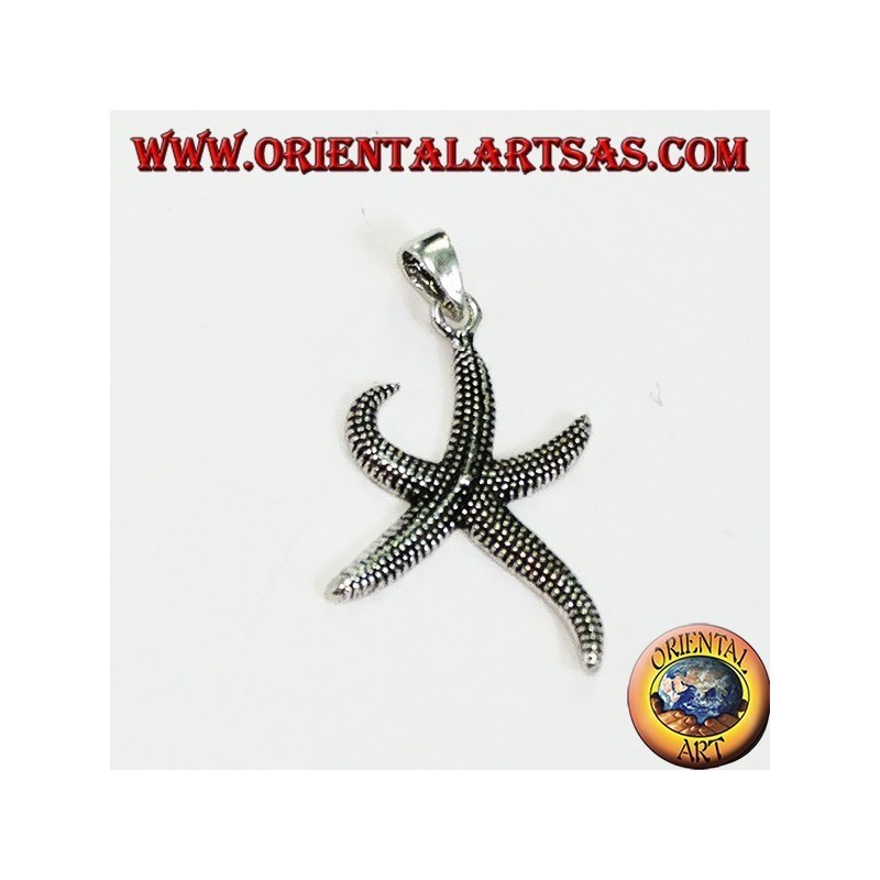 Starfish pendant in burnished silver