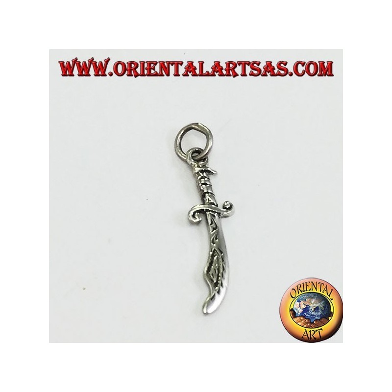 Silver pendant in the shape of a scimitar (typical Arab sword)
