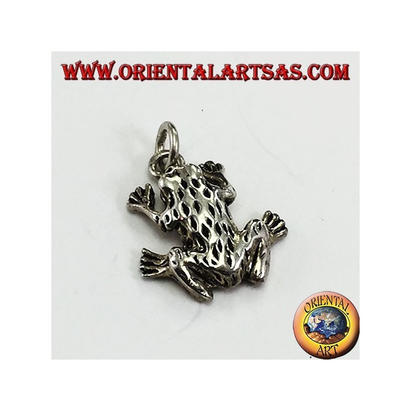 Pendant in silver three-dimensional frog anura