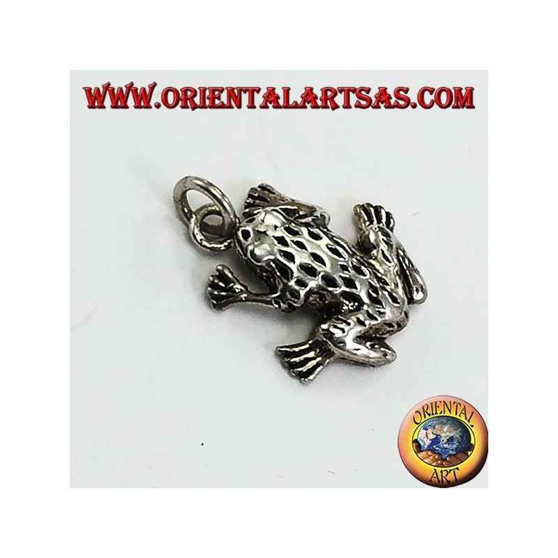 Pendant in silver three-dimensional frog anura