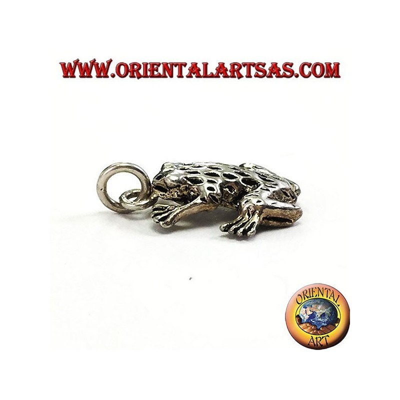 Pendant in silver three-dimensional frog anura