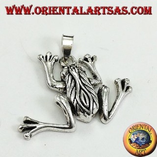 Pendant in silver three-dimensional frog, mobile