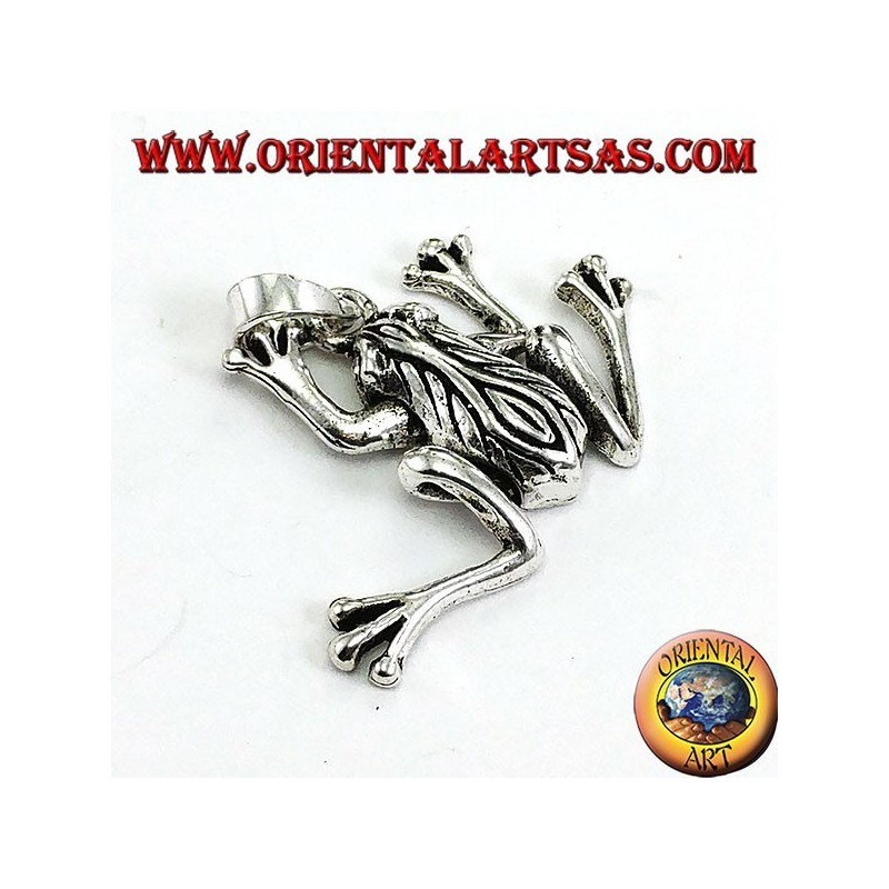Pendant in silver three-dimensional frog, mobile