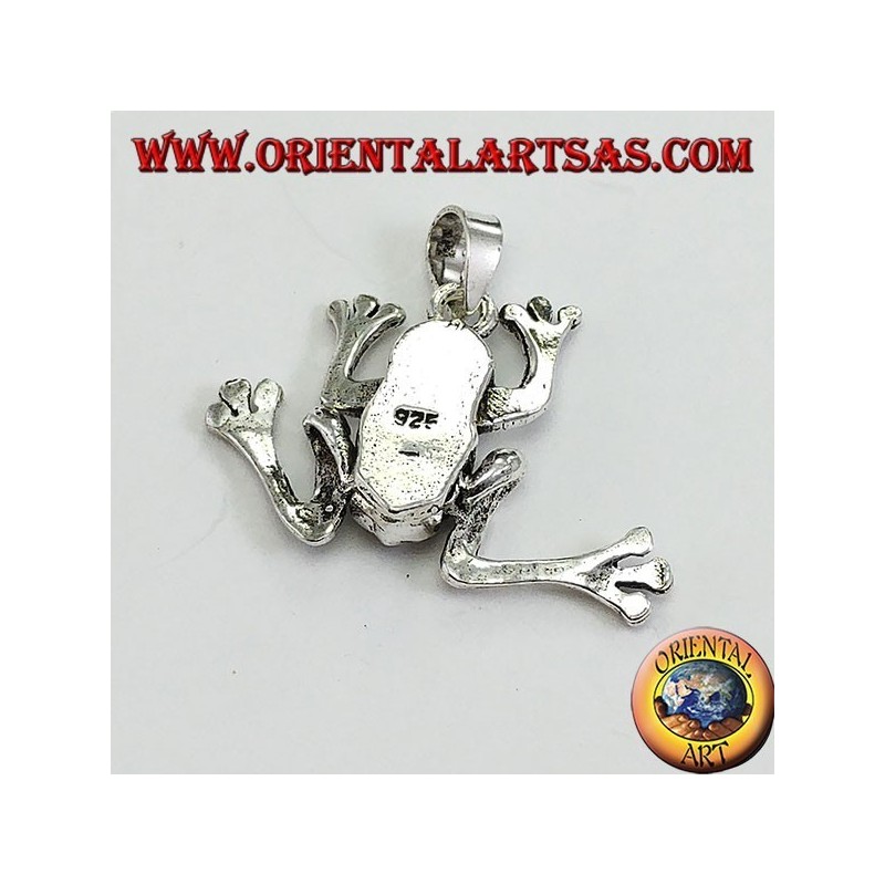 Pendentif en grenouille argentée en trois dimensions, mobile