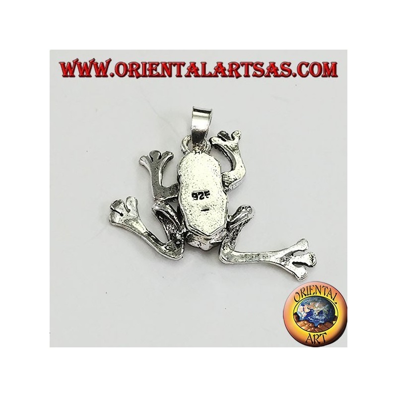 Pendant in silver three-dimensional frog, mobile