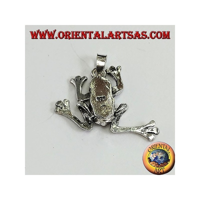 Pendant in silver three-dimensional frog, mobile