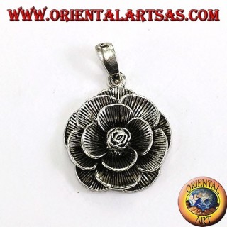 Pendentif en argent sous la forme d'une fleur rose (grand)