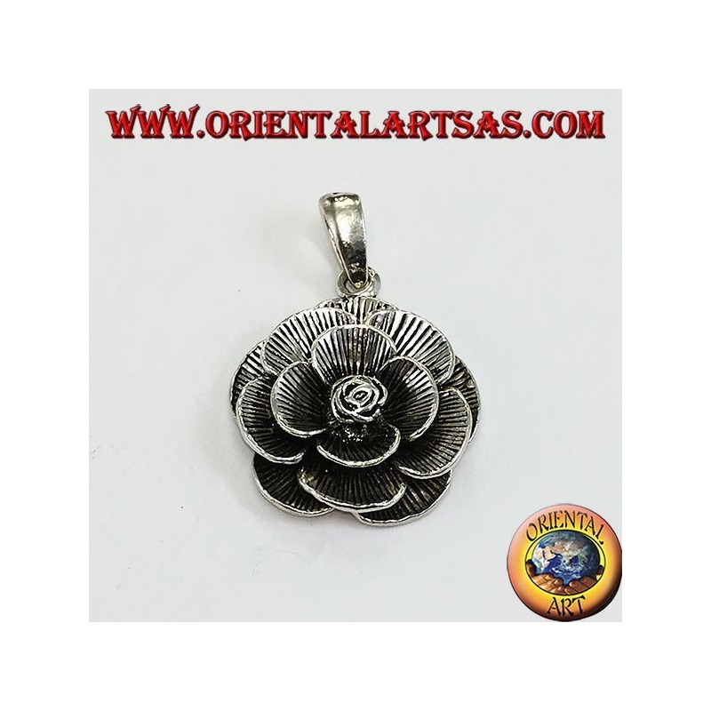 Silver pendant in the form of a rose flower (large)