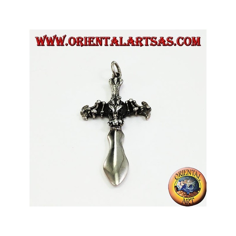 Colgante de plata, espada con cabeza de dragón