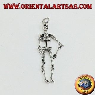 Pendant in silver, mobile skeleton composed of 10 moving parts