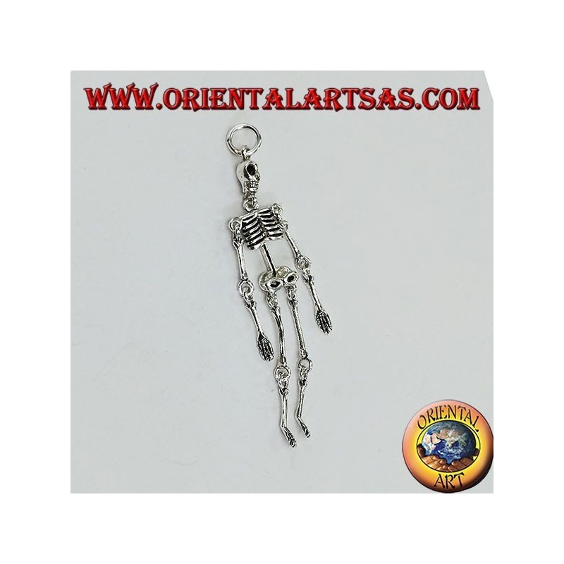 Pendant in silver, mobile skeleton composed of 10 moving parts