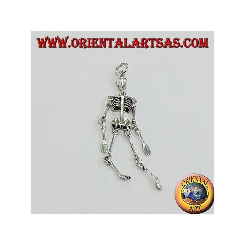 Pendentif en argent, squelette mobile composé de 10 pièces mobiles