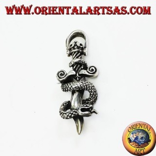 Anhänger in Silber Dolch mit Kobra