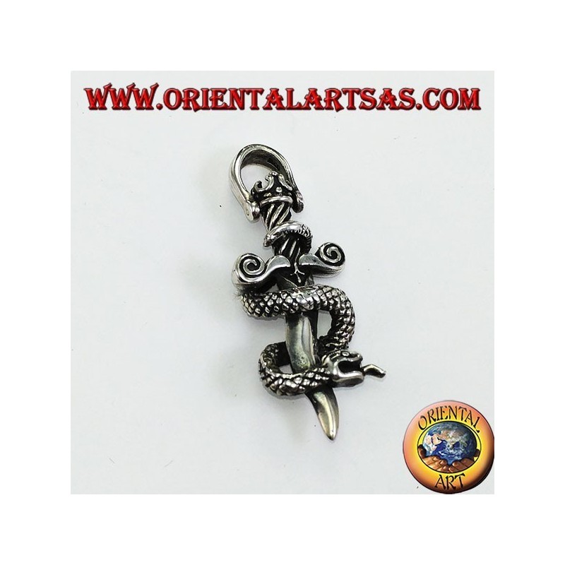 Pendant in silver dagger with cobra