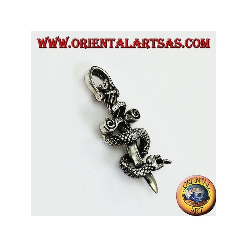 Pendant in silver dagger with cobra