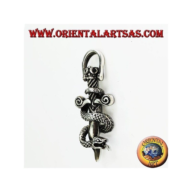 Pendant in silver dagger with cobra