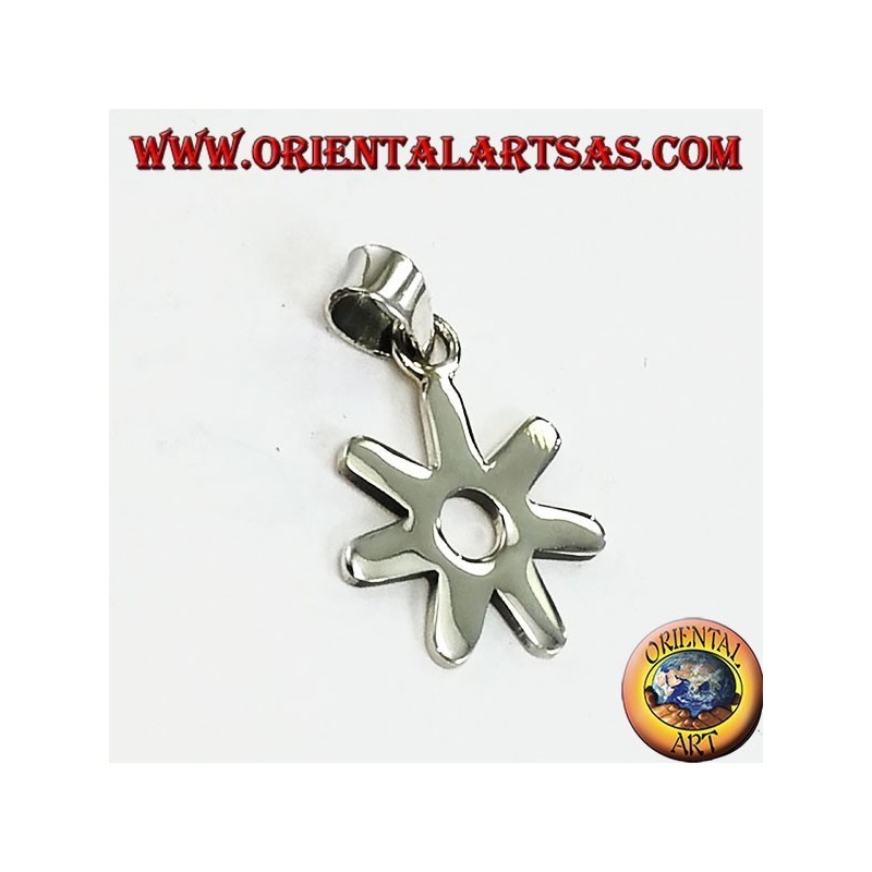 Silver pendant, stylized daisy flower