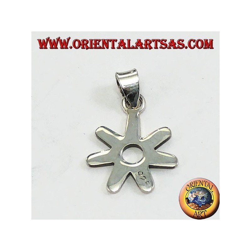 Silver pendant, stylized daisy flower